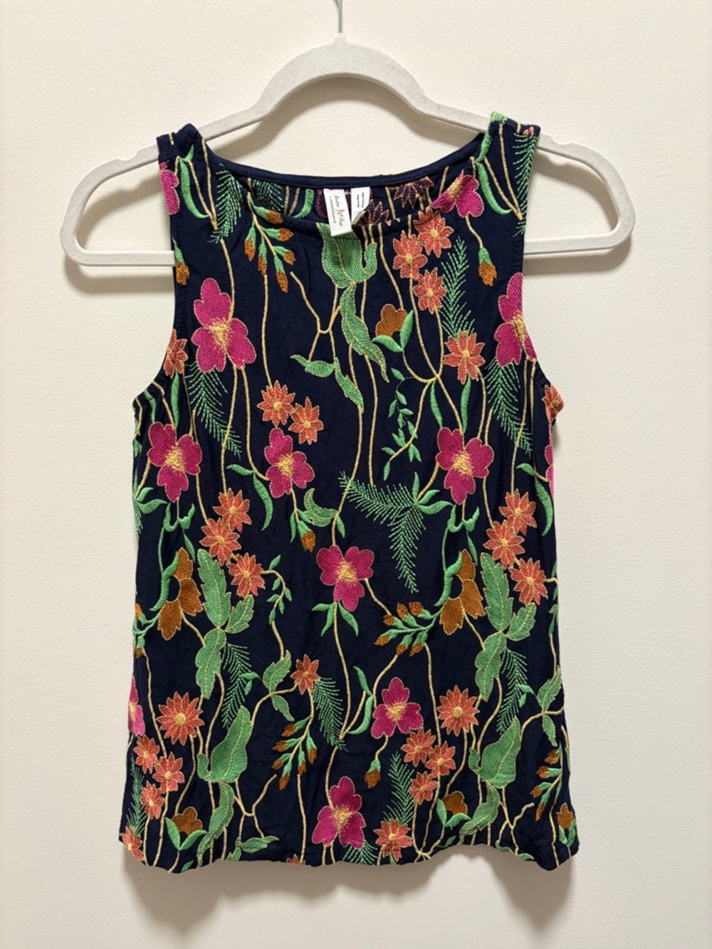 Anthropologie Meadow Rue Cartagena Navy Floral Tank Top XS - Picture 2 of 4